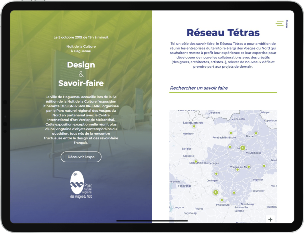 Aperçu de la page d'accueil du site web du Réseau Tétras