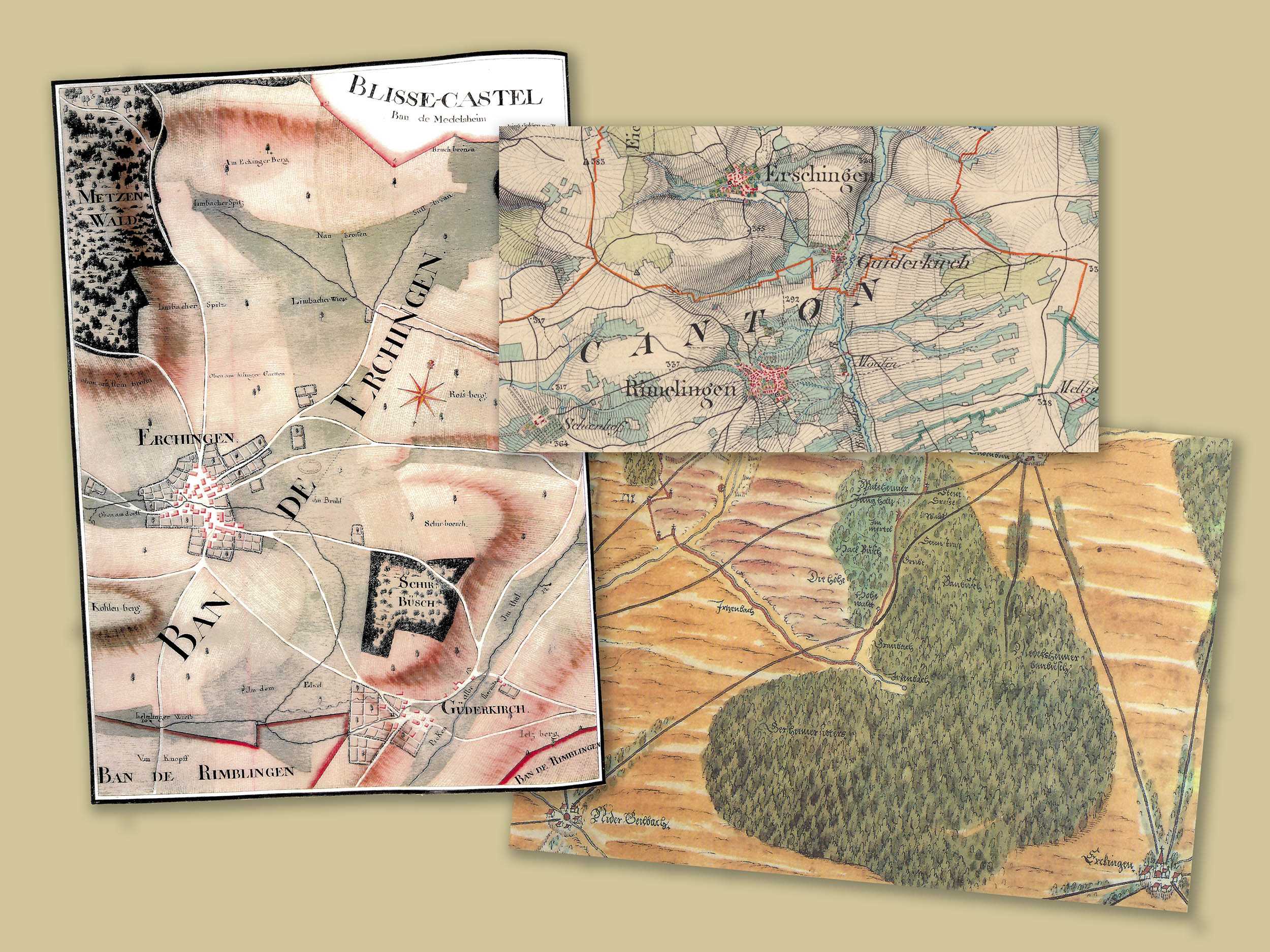 Cartographies anciennes utiles à la création d'un parcours d'interprétation du patrimoine.